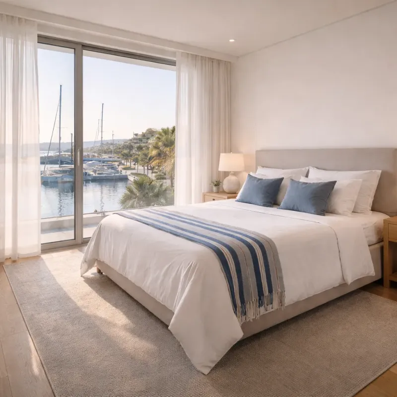 Bedroom — Harbour views in Kalamaria