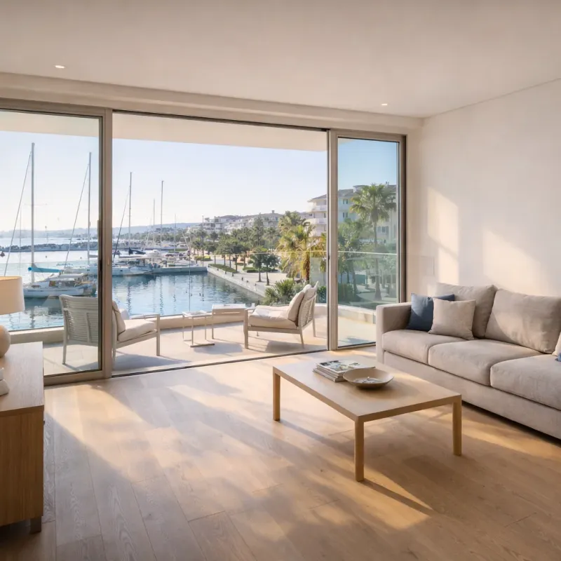 Living room — Harbour views in Kalamaria