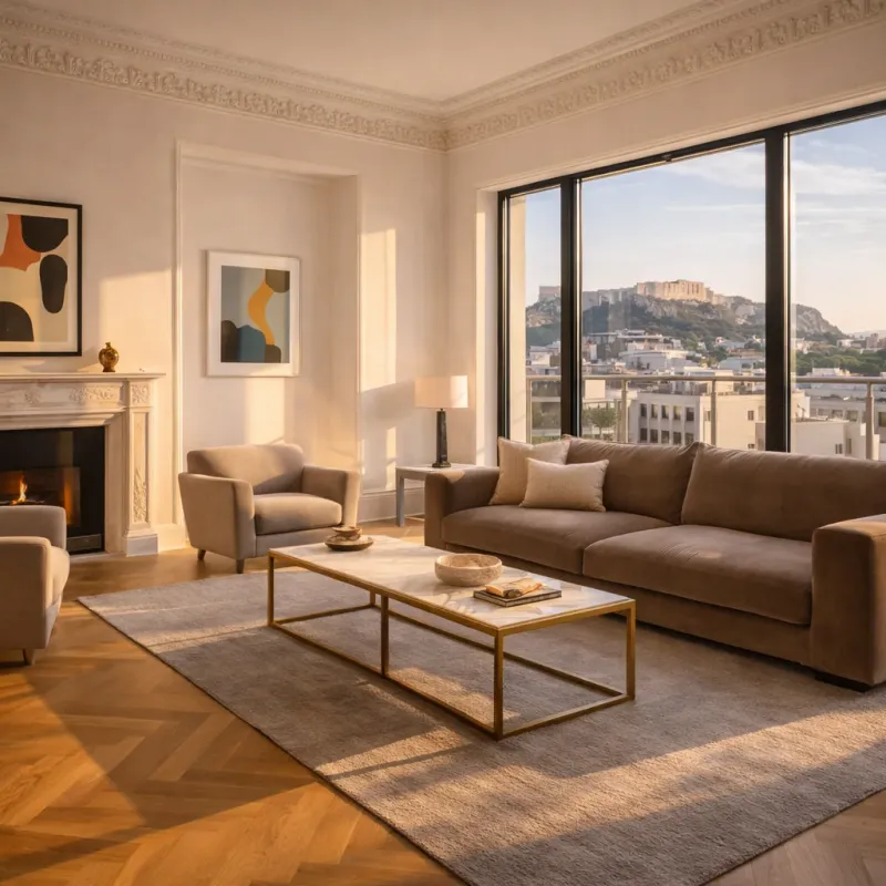 Living room — Penthouse with Acropolis views